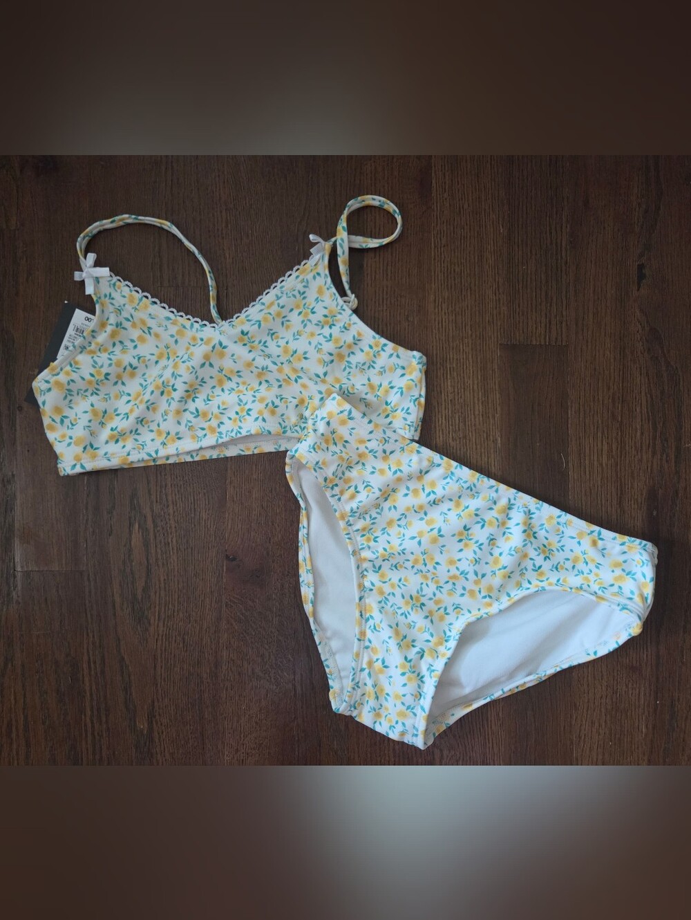 New Art Class Girls L 10/12 Yellow Floral Swimsuit